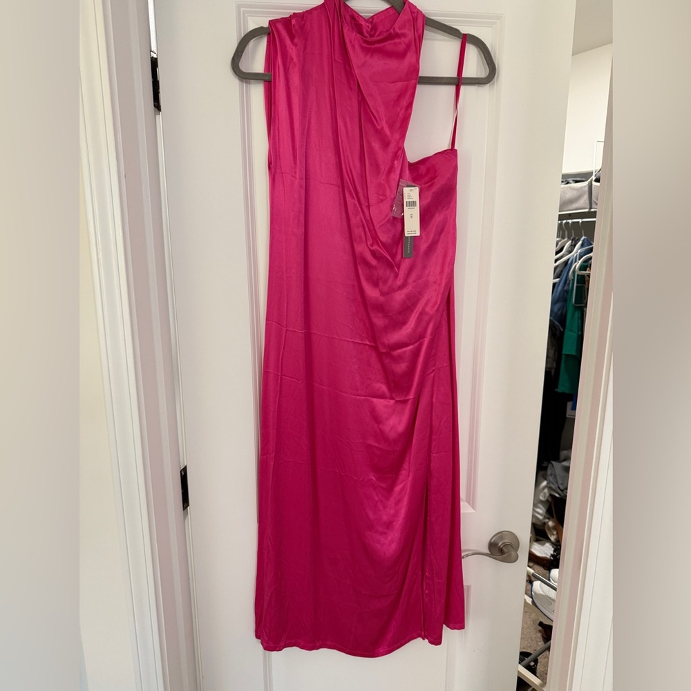 Anthropologie Pink Asymmetrical One Shoulder Dress
